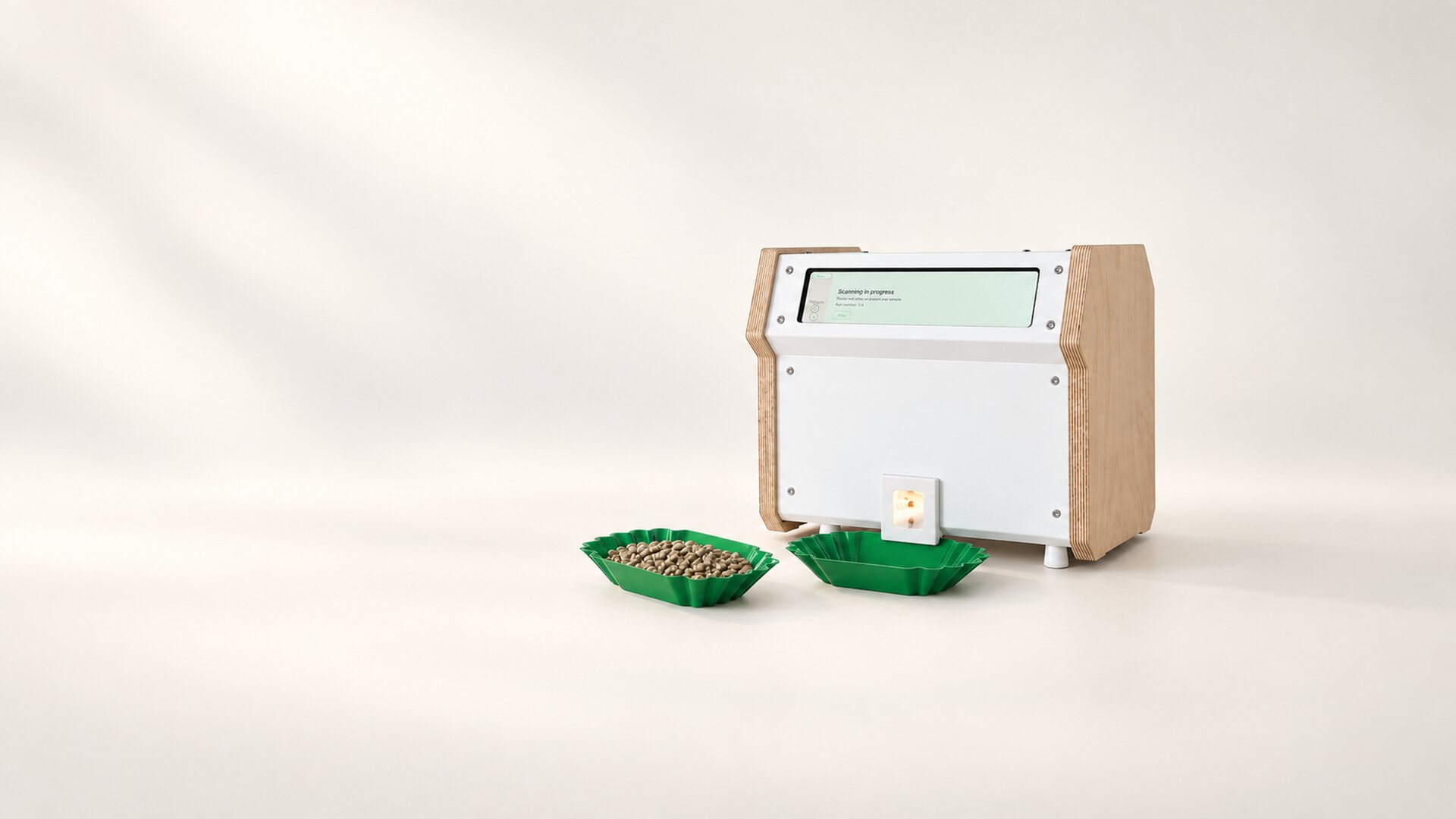 Equipo de clasificación de café verde VeroLab en una mesa de laboratorio